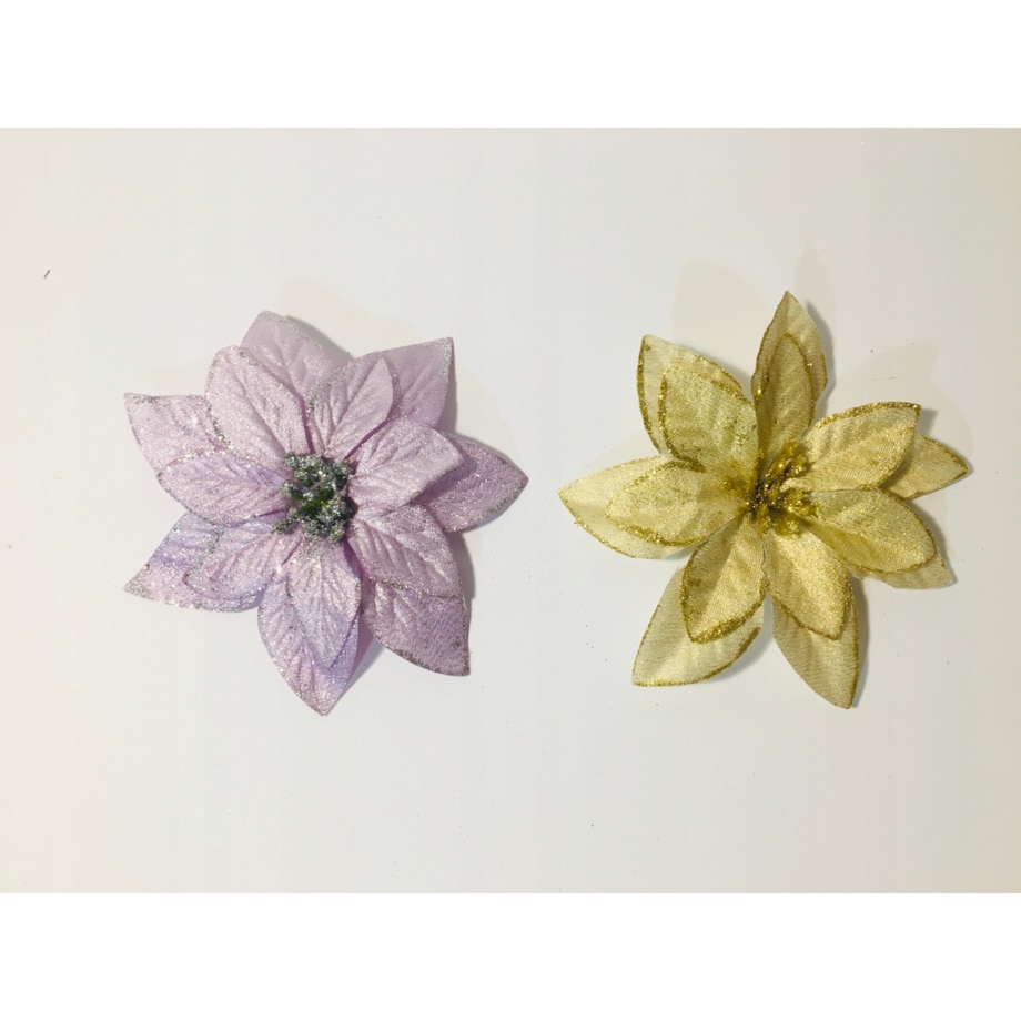 GWIAZDA betlejemska 12szt ZŁOTA i FIOLET do dekoracji stroik zestaw kwiaty