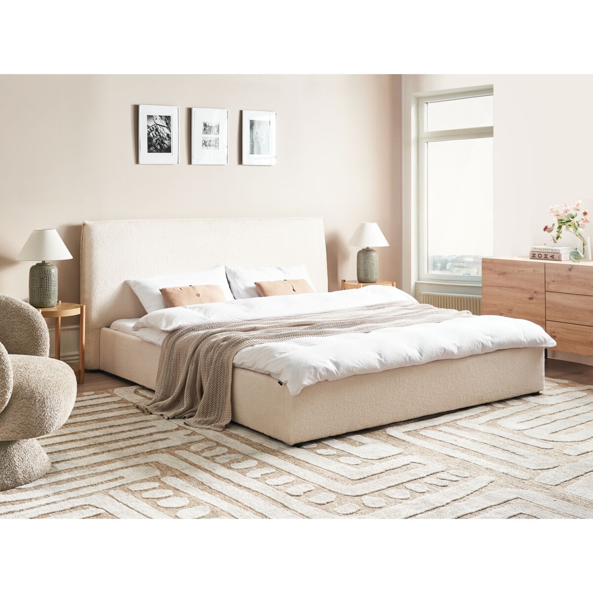 Łóżko wodne Boucle LAVAUR 180 x 200 cm Złamana biel