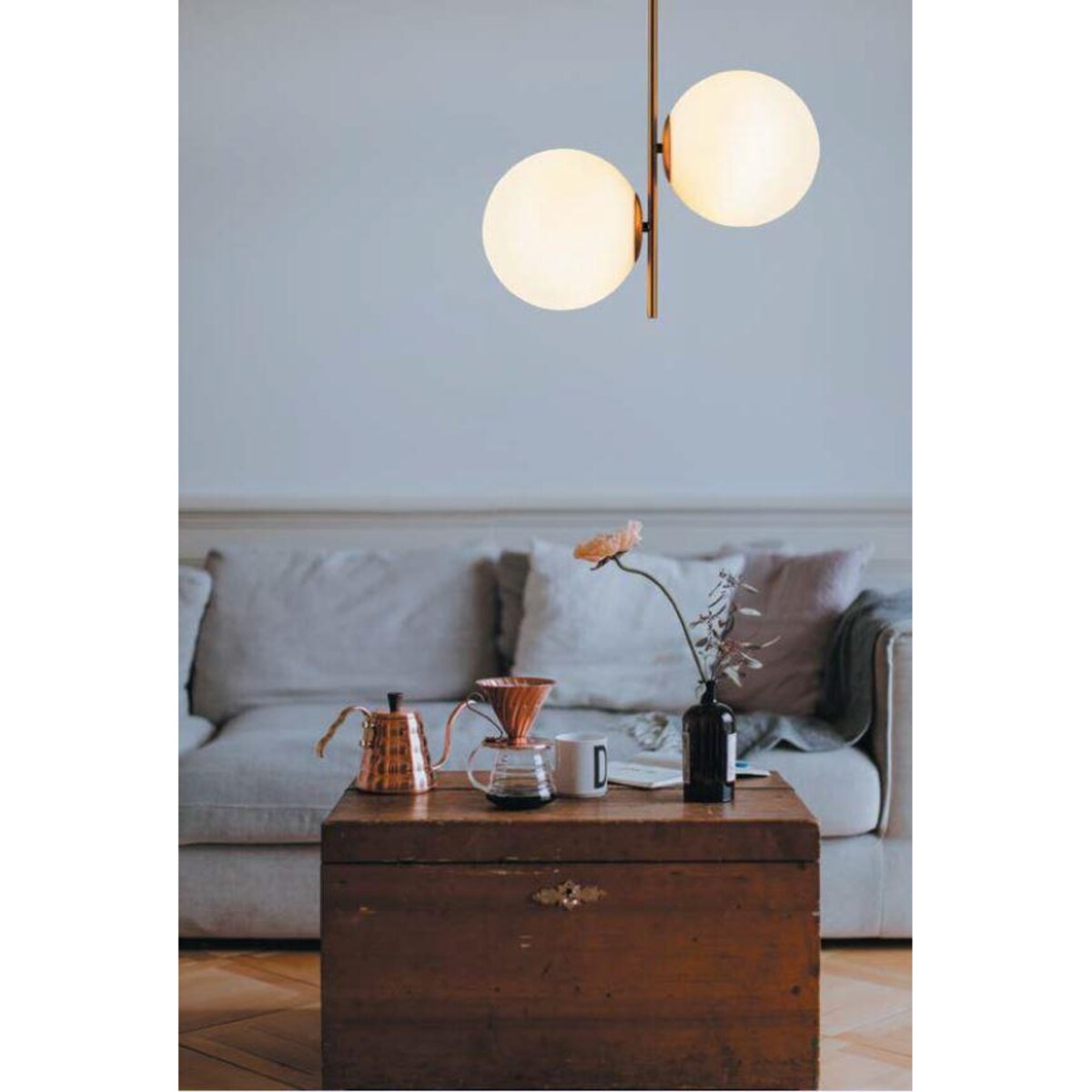 Zwisowa lampa do salonu Venus ST-5025-2 SMOKE Step balls przydymiona czarna