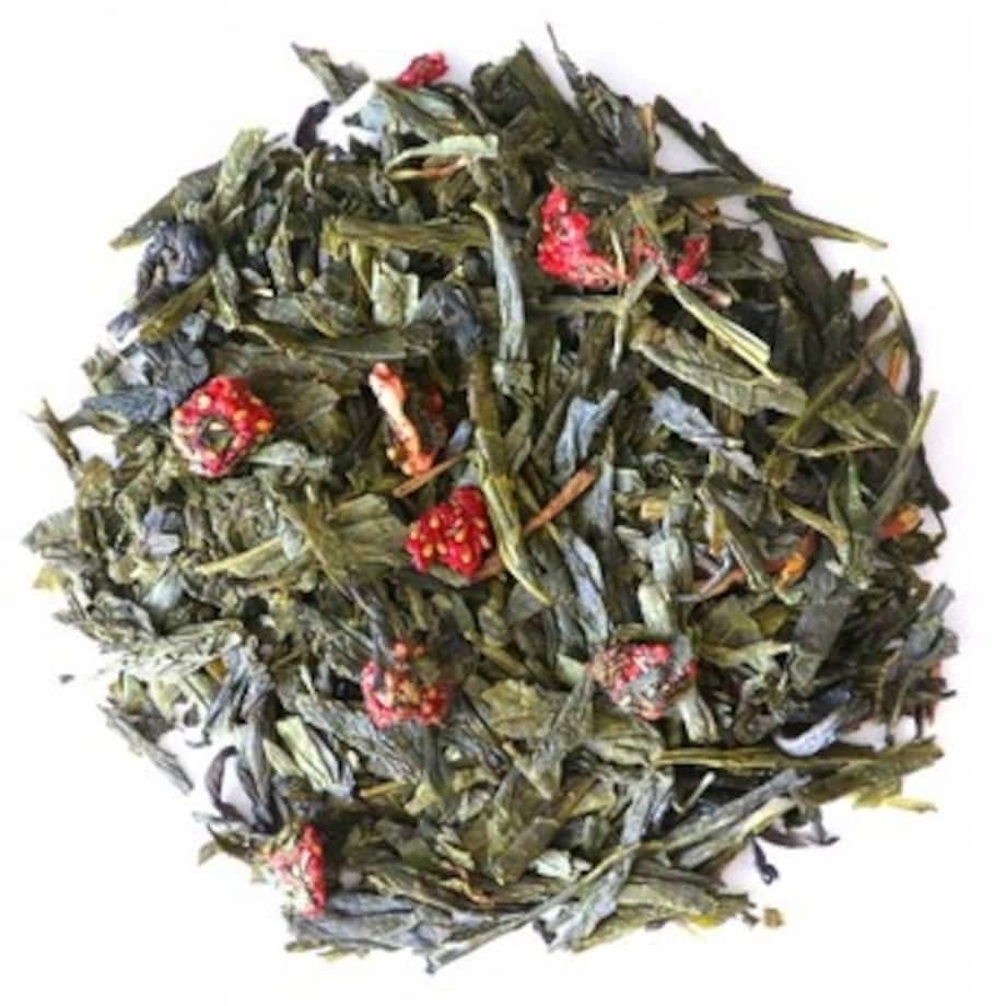 Najlepsza liściasta herbata zielona sypana TRUSKAWKI W ŚMIETANIE EKO 100g