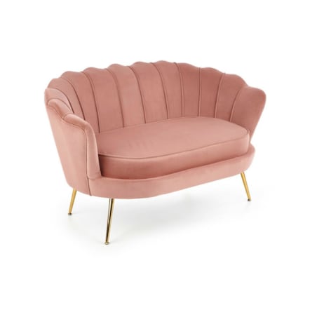 SOFA MUSZELKA Florecja różowa AKSAMITNA TAPICERKA złote nogi