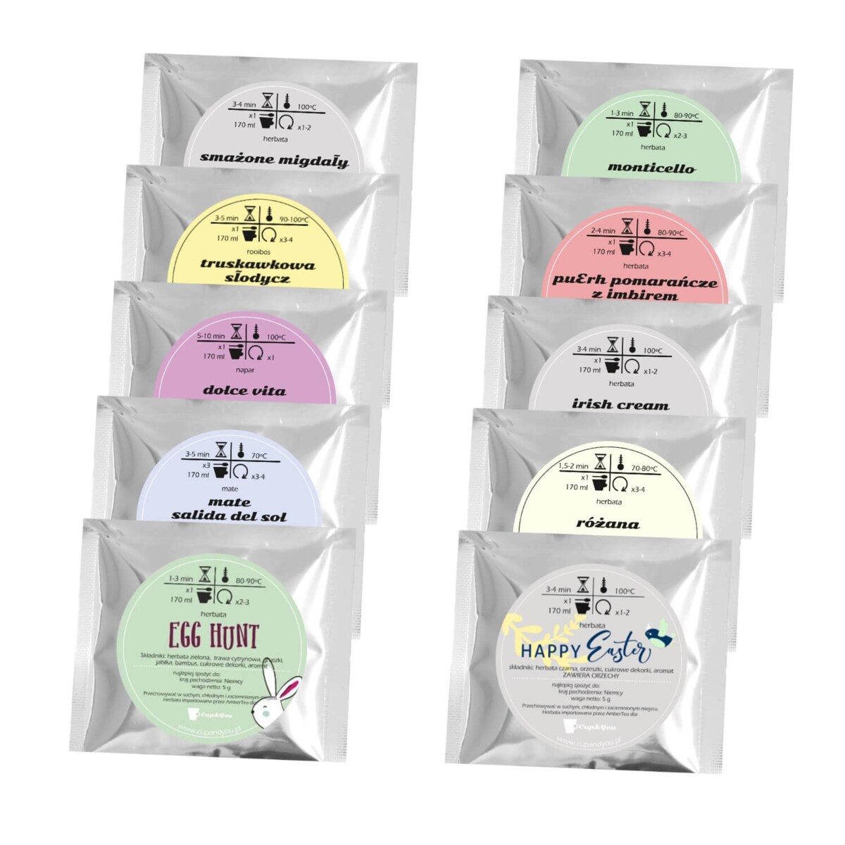 Happy Easter herbaciana torebka – prezent podarunek na święta wielkanocne zajączka z herbatą 10x5g upominek dla niej niego mamy taty dziewczyny babci