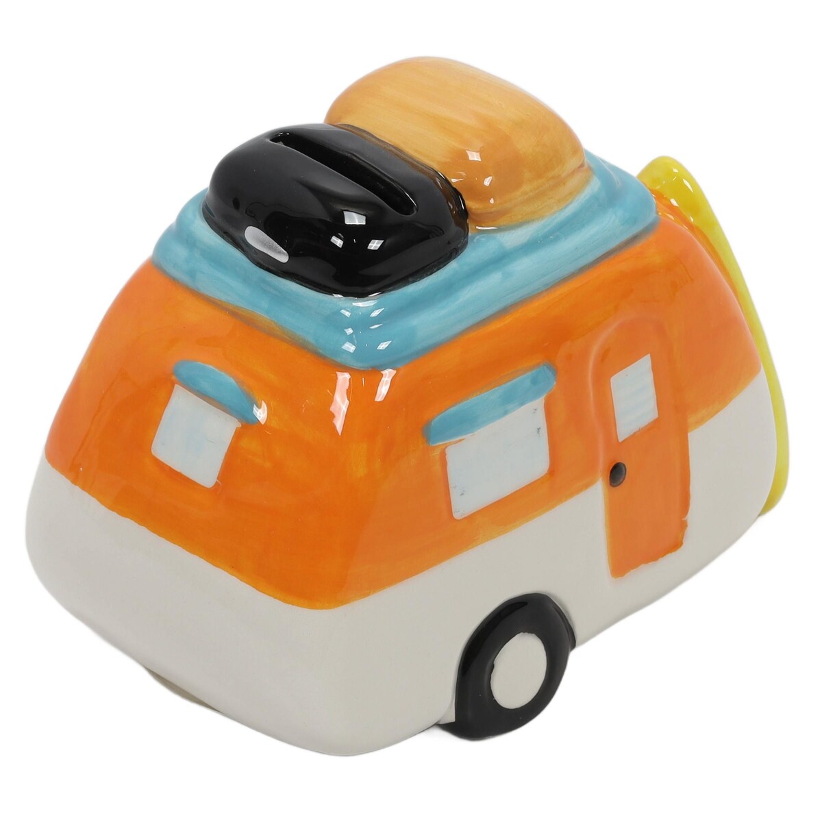 Kolorowa skarbonka ceramiczna z motywem podróży