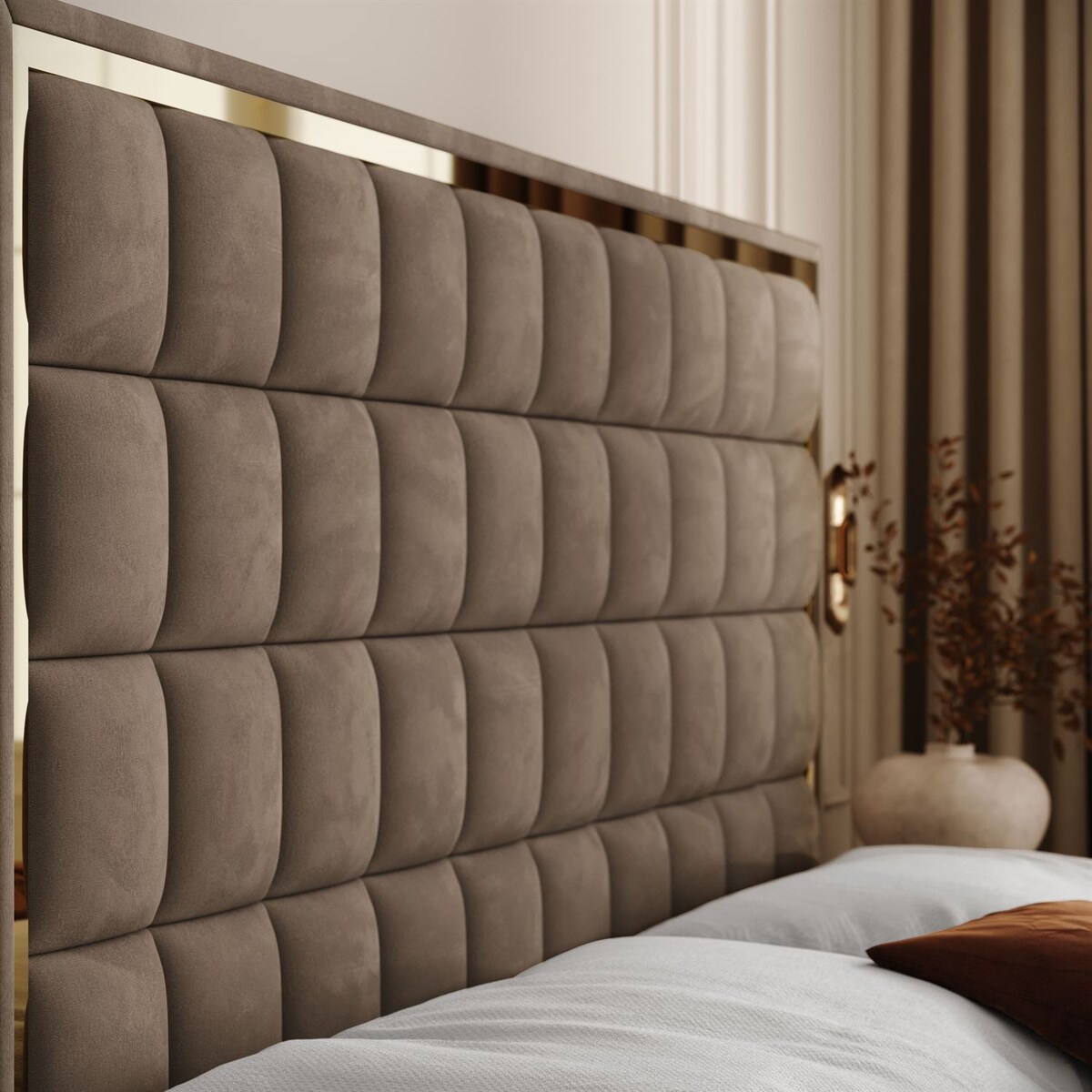 Łóżko kontynentalne ISADORA II GOLD, pojemnik na pościel, 160x200, RV 176, topper