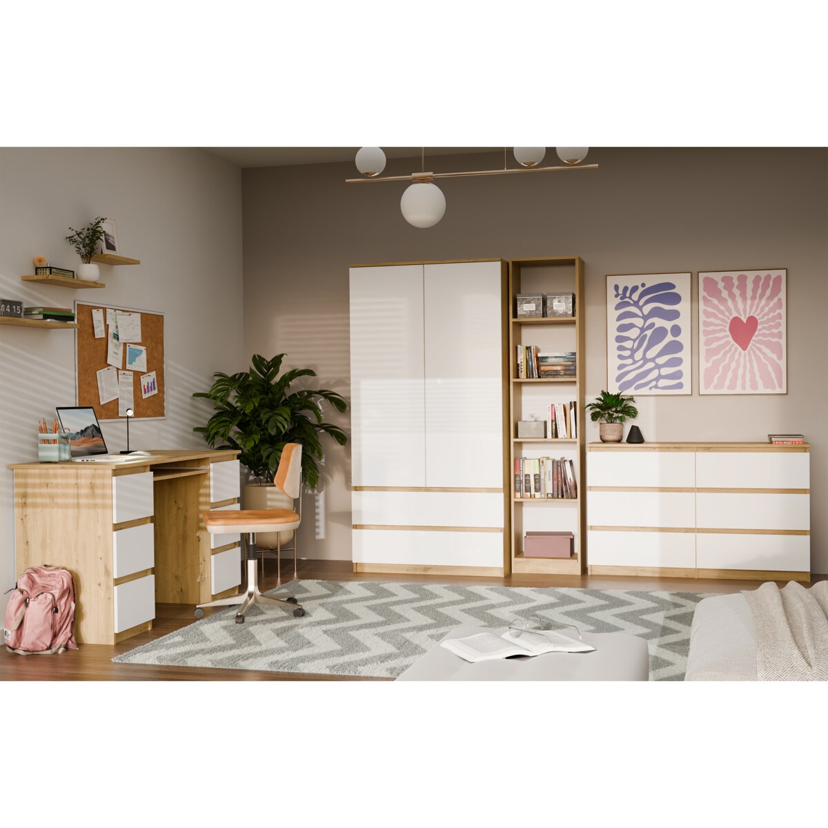 Biurko Topeshop Kuba Dąb Artisan Biel