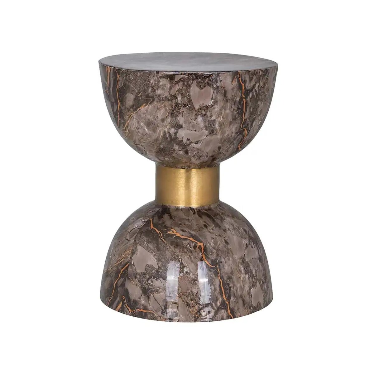 Szykowny stolik do salonu Aimy 825188 Richmond Interiors klepsydra marmurowy brązowy