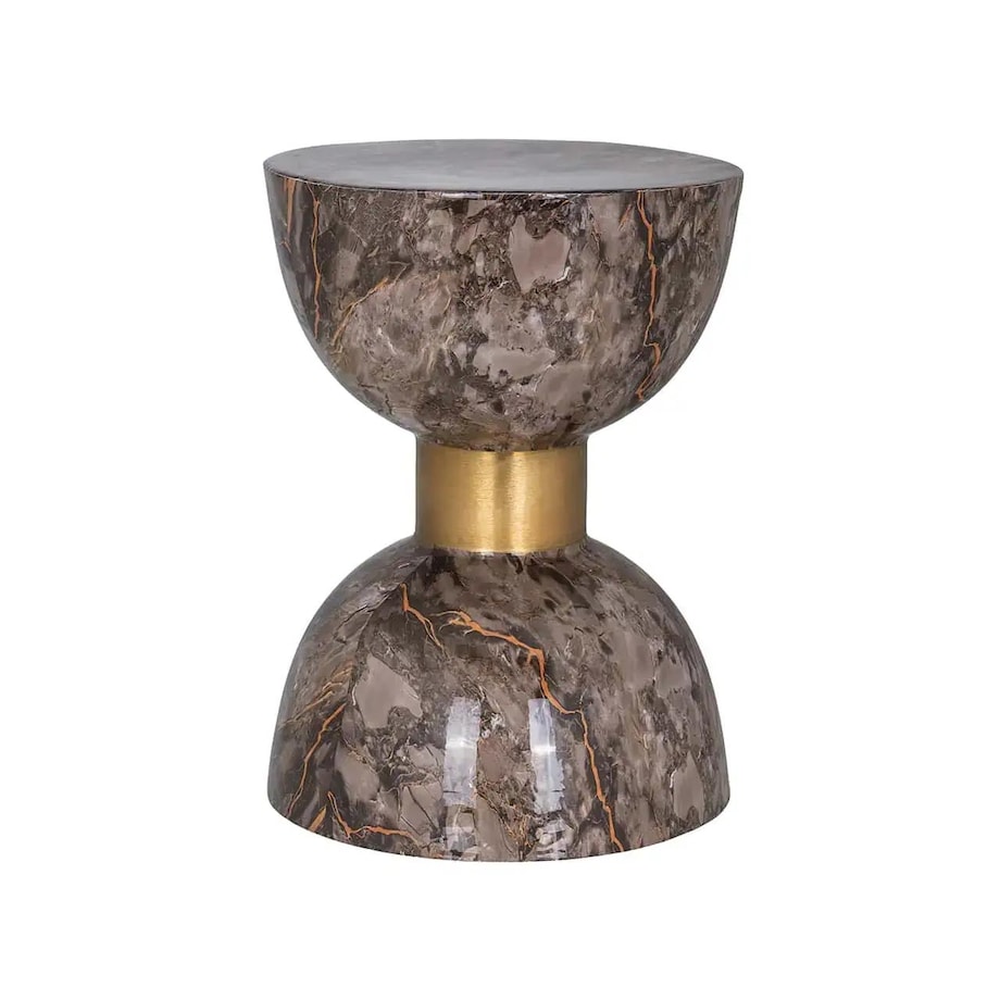 Szykowny stolik do salonu Aimy 825188 Richmond Interiors klepsydra marmurowy brązowy