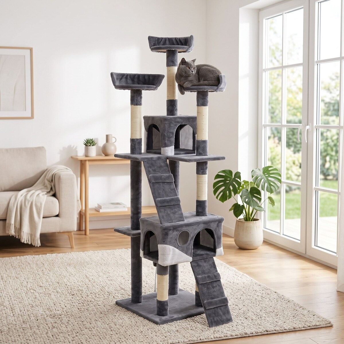 Drapak wysoki szary sizal 170 cm 5 poziomów Funfit Home&Office