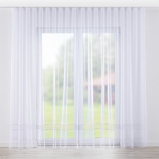 Firana na taśmie wave 300x245 biały ze wzorem