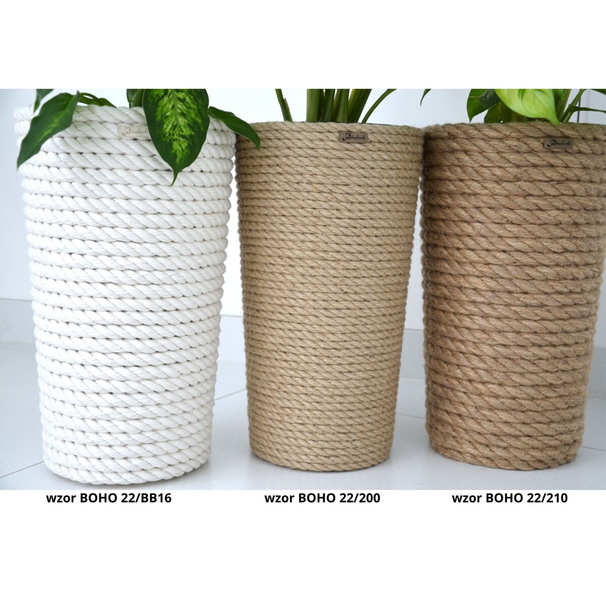 28 BOHO jutowa wysoka osłonka + wkład doniczka koszyk naturalny gruby sznurek LINA z trawy plecionej JUTA styl skandynawski etno loft wzór 28/210