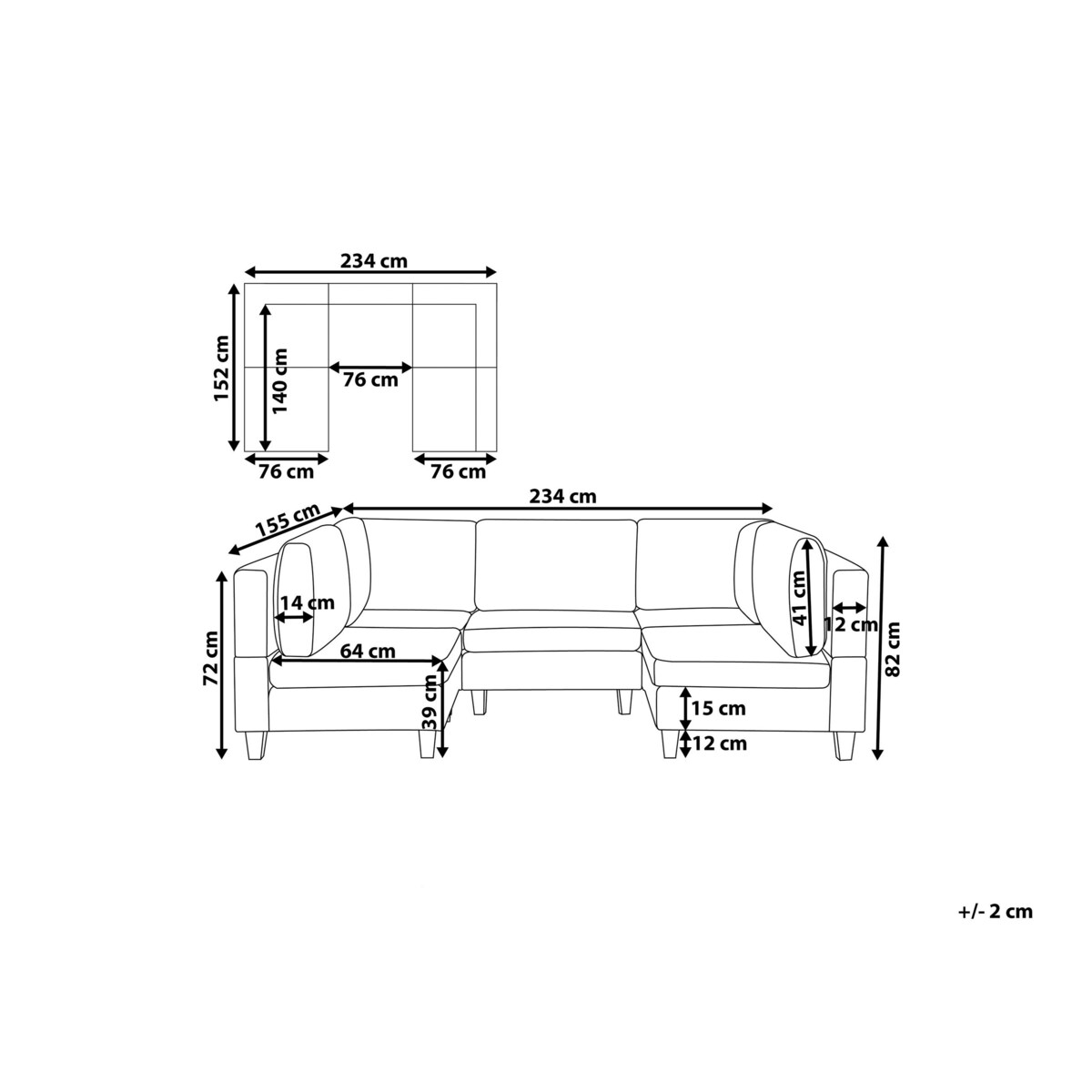 Sofa modułowa 5-osobowa jasnobeżowa UNSTAD