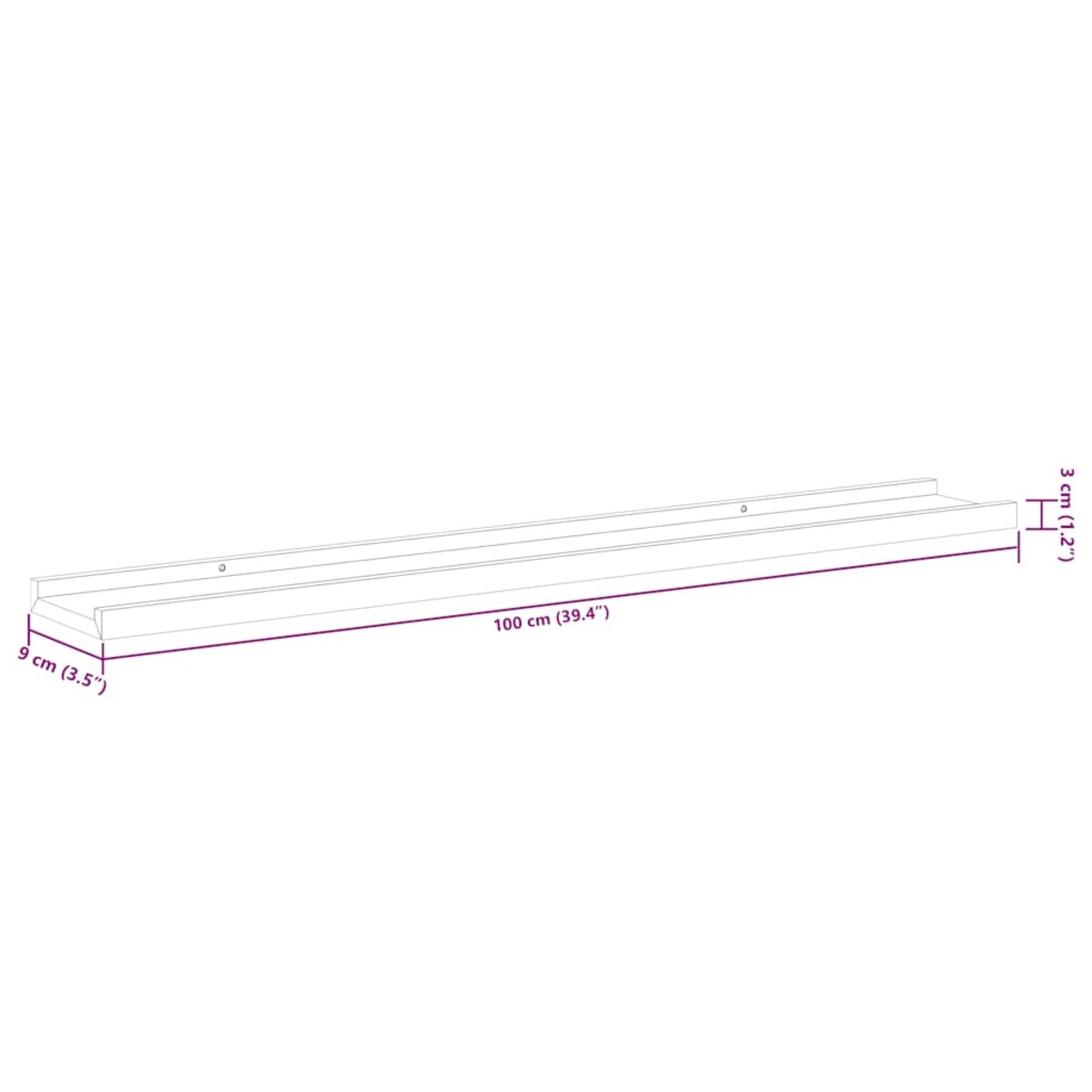 vidaXL Półki ścienne, 2 szt., białe, 100x9x3 cm