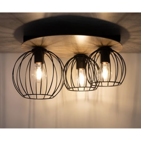 Lampa sufitowa Cyber 32356 druciak do przedpokoju czarny drewno