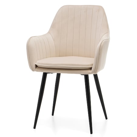 Krzesło tapicerowane EMILIA jasnobeżowa welur salon jadalnia