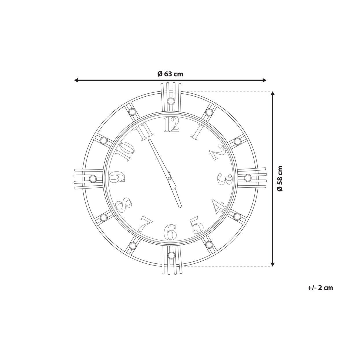 Zegar ścienny ø 63 cm złoty LANCY