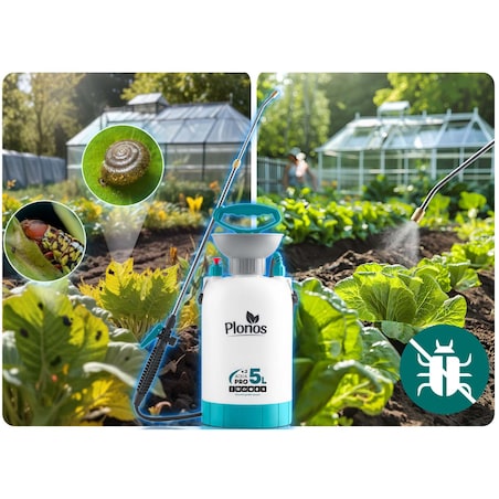 Opryskiwacz ciśnieniowy ręczny Plonos PL-605 ogrodowy 5l z regulowaną lanca dysza