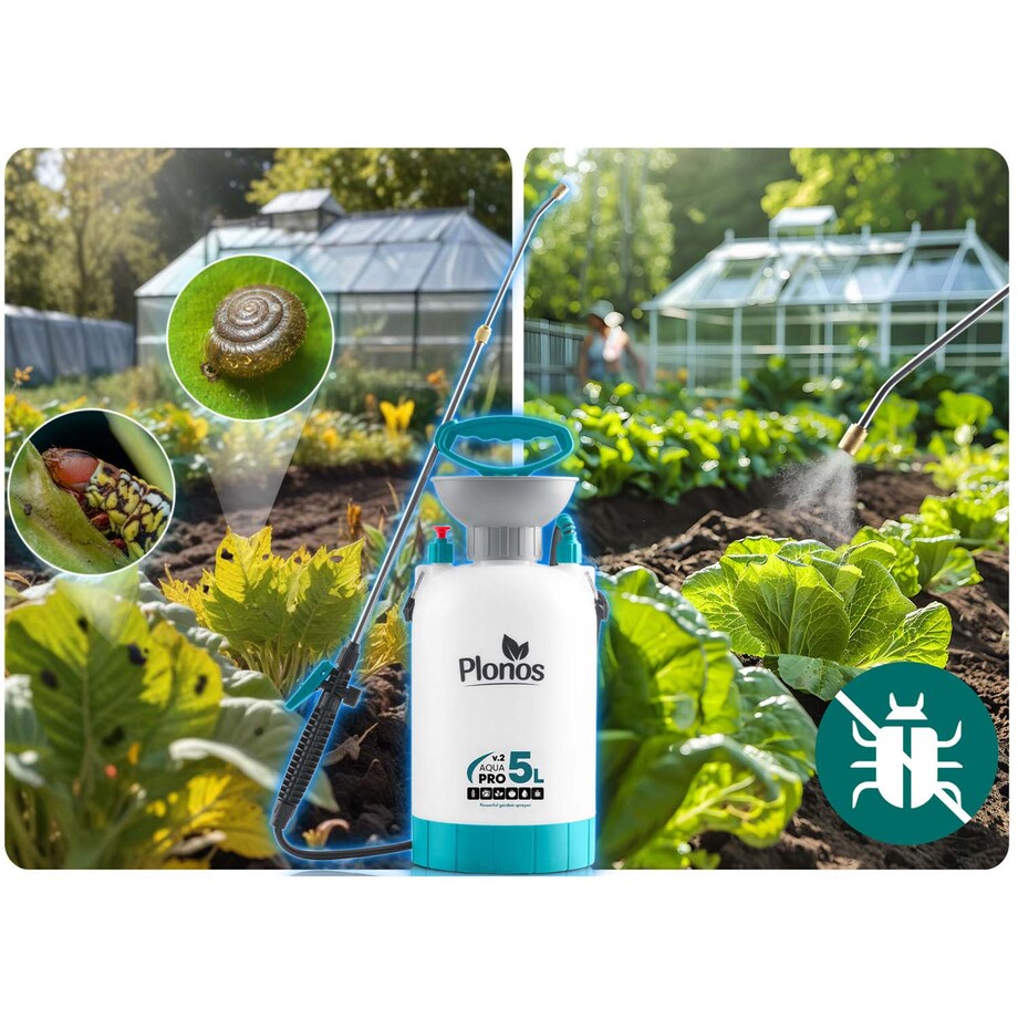 Opryskiwacz ciśnieniowy ręczny Plonos PL-605 ogrodowy 5l z regulowaną lanca dysza