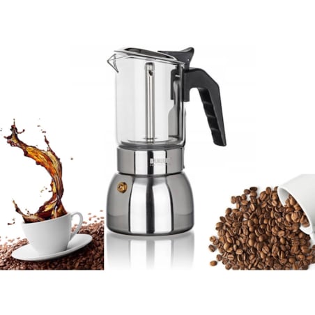 KAWIARKA ZAPARZACZ do KAWY 4 ESPRESSO PREMIUM na prezent szklana nowoczesna