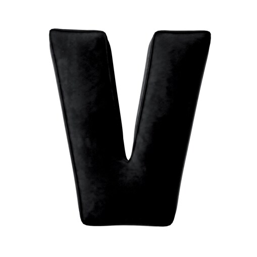 Poduszka literka V, głęboka czerń, 35x40cm, Posh Velvet