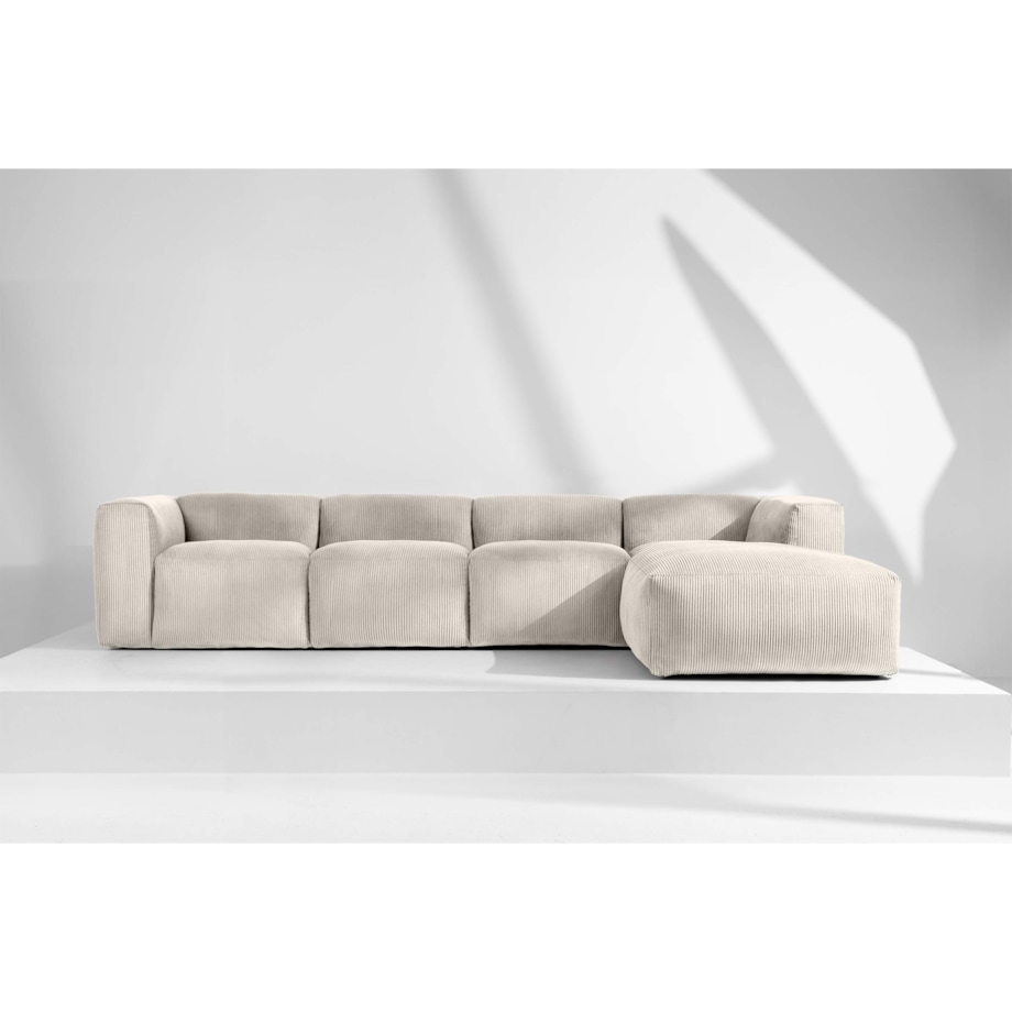 KONSIMO BUFFO Sofa narożna prawa 6-osobowa z wyjątkowo miękkim siedziskiem, kolor kremowy