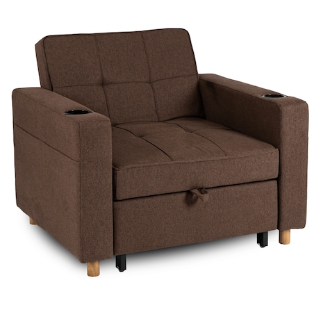 Amerykanka Fotel Rozkładany Sofa Do Spania Wypoczynkowy Brązowy SOLOR