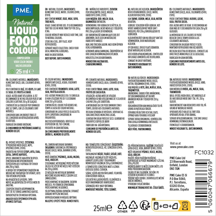 PME Naturalny barwnik spożywczy w płynie 25 ml zielony