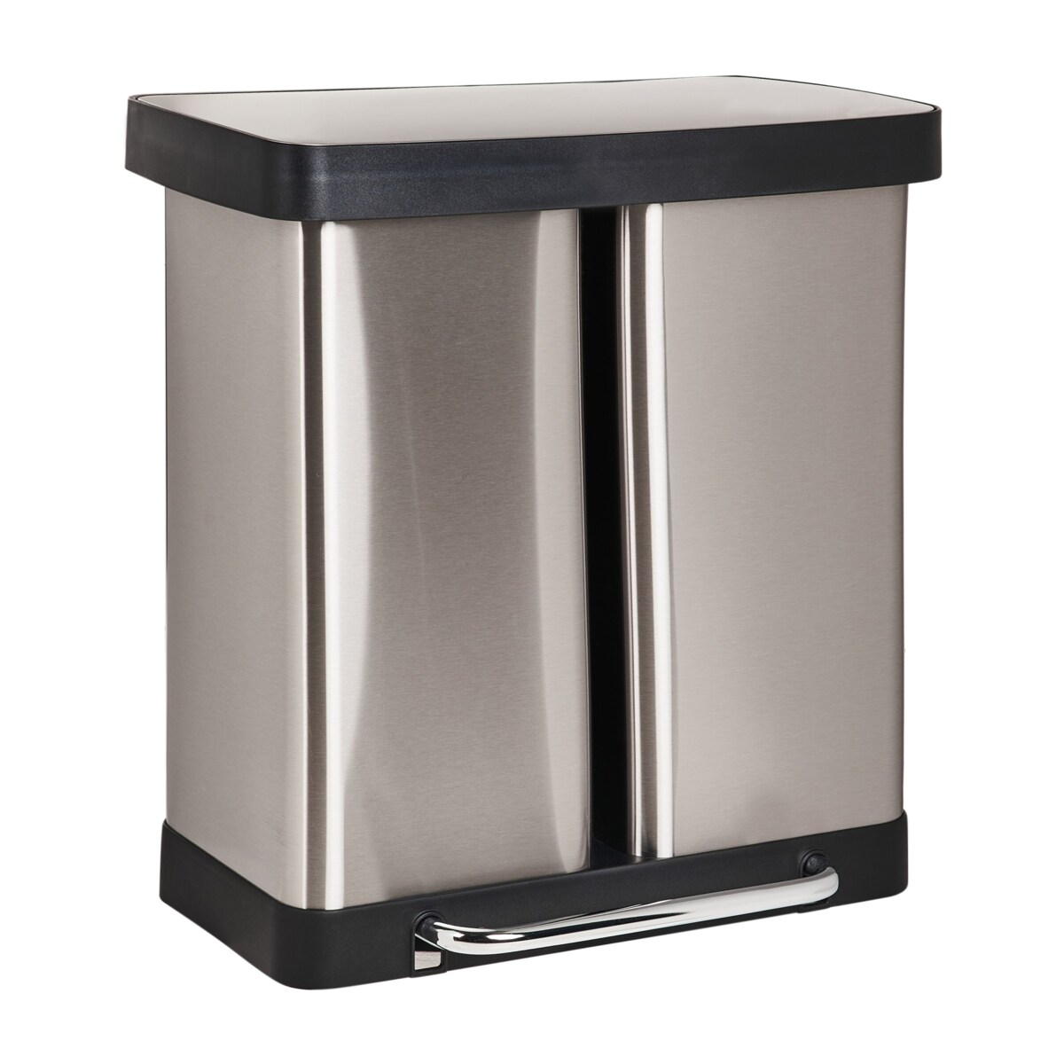 Kosz na śmieci z pedałem dwukomorowy 60 L ECOSORT Metal Srebrny