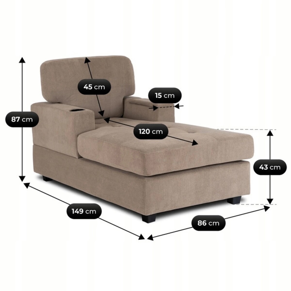 Fotel Wypoczynkowy Kanapa Sofa Do Salonu Sypialni Tapicerowany NEO Beżowy