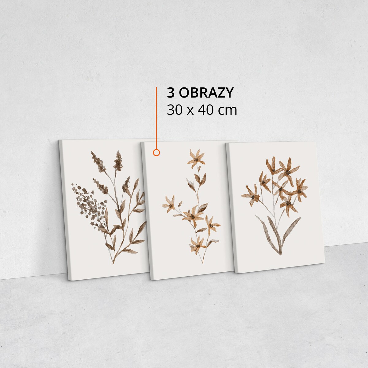 ZESTAW 3X OBRAZ DO SALONU SYPIALNI DELIKATNE MALOWANE KWIATY BOHO 30x40cm