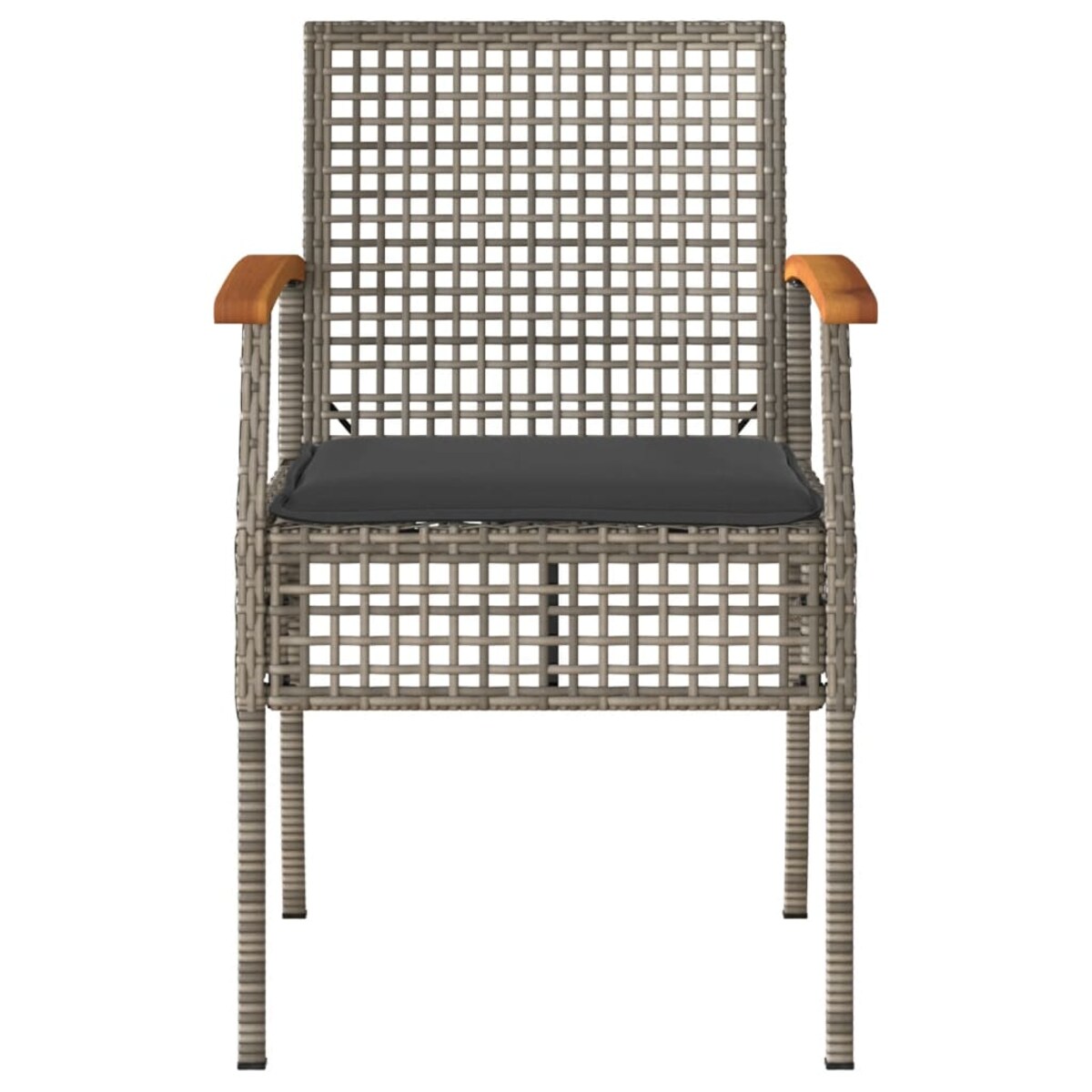 vidaXL Krzesła ogrodowe, 2 szt., poduszki, szare, polirattan i akacja