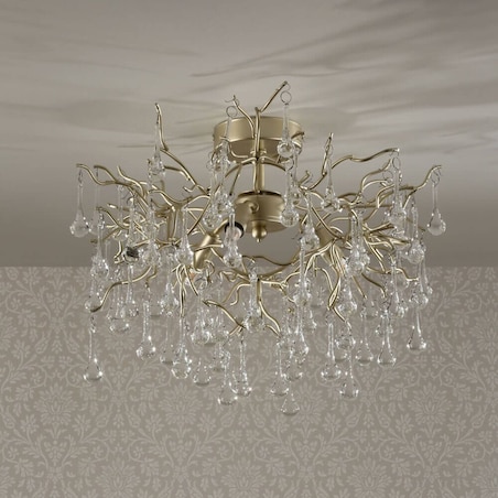 Sufitowa lampa ozdobna Willow LA3756150-Q Laura Ashley krople gałęzie złoty przezroczysty