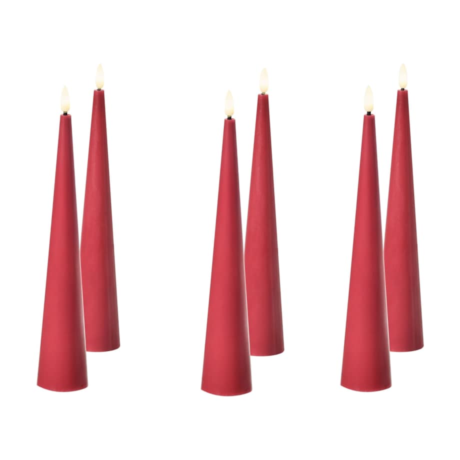 Zestaw 6 świec LED AURUM 28 cm Czerwony