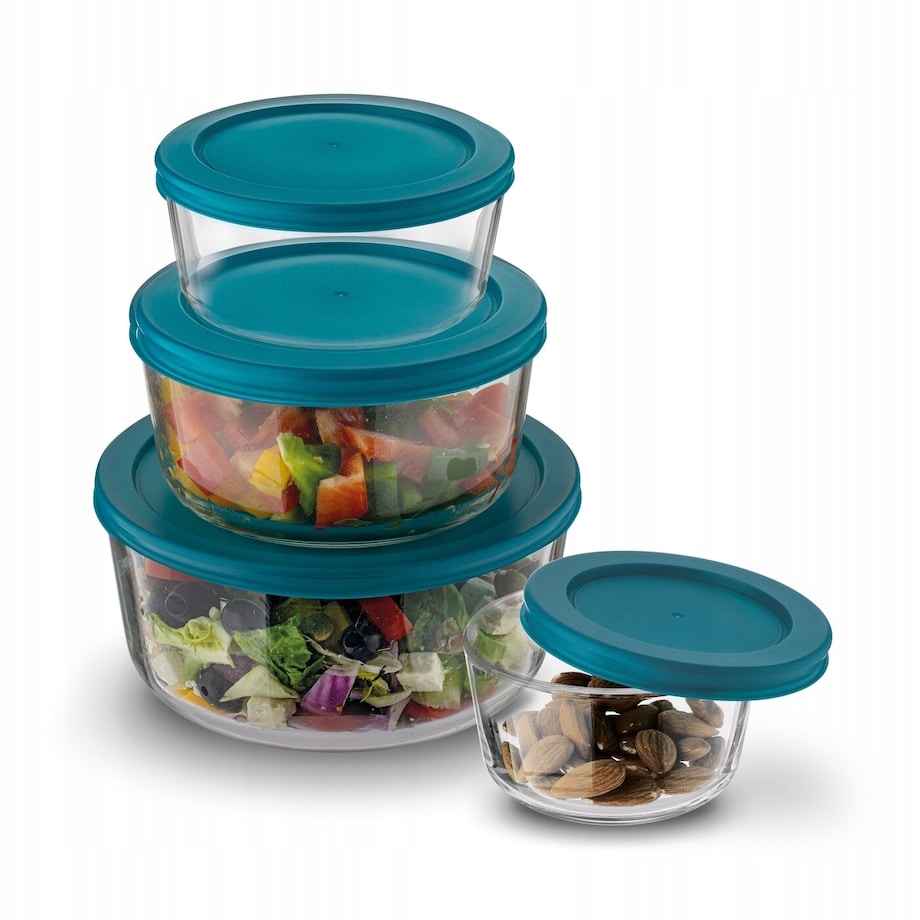 POJEMNIKI SZKLANE MISKI i pokrywki na jedzenie do lodówki lunch box 4szt