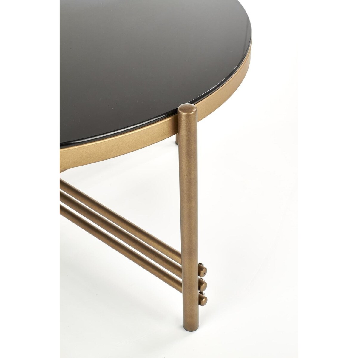 STOLIK KAWOWY Izella 80x41cm SZKLANY BLAT czarny złote nogi