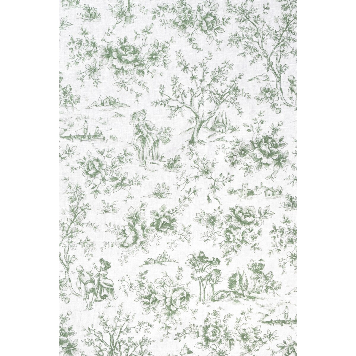 Mini dwustronne podkładki w stylu francuskim Toile de Jouy Green & Stripes – komplet 6 szt.