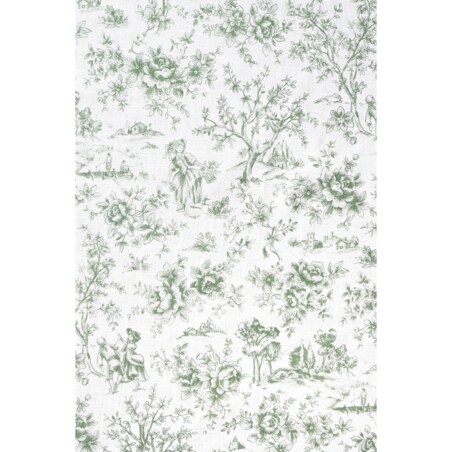 Mini dwustronne podkładki w stylu francuskim Toile de Jouy Green & Stripes – komplet 6 szt.