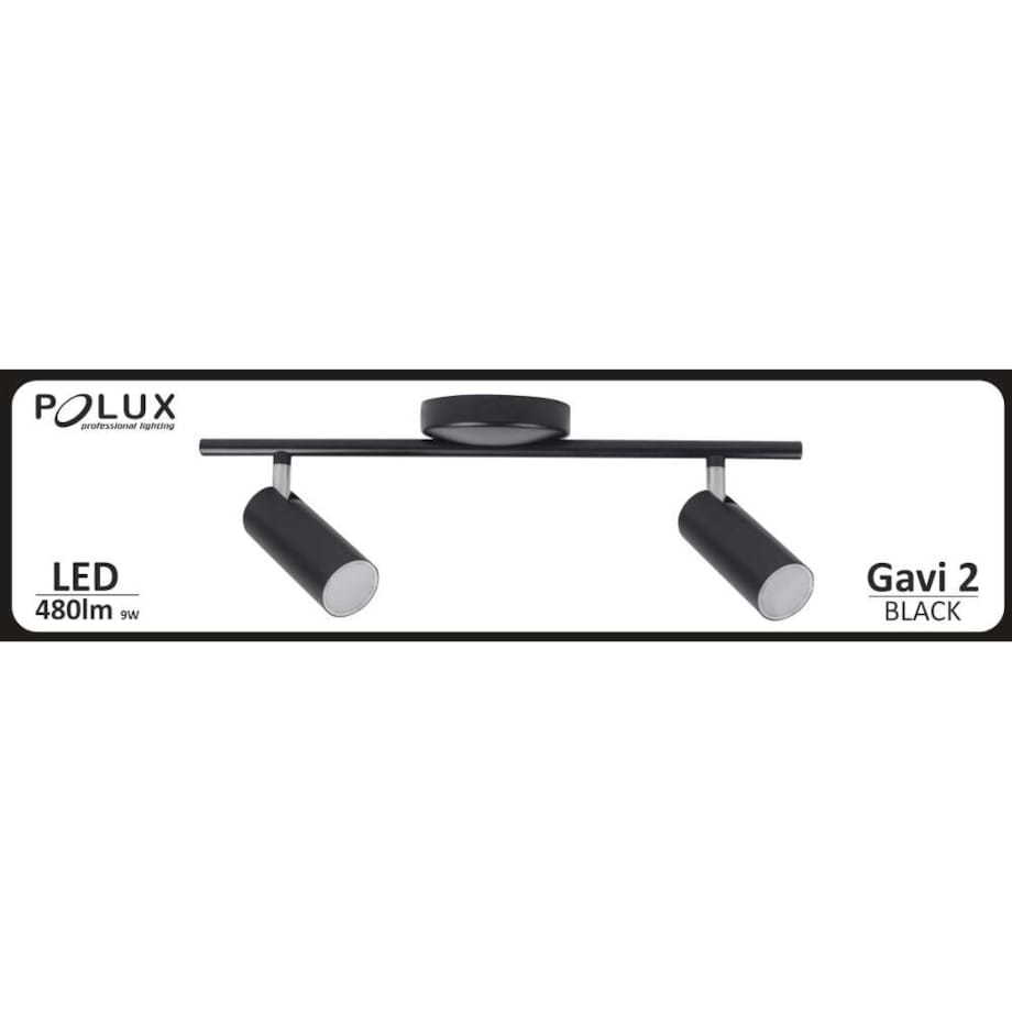 Lampa sufitowa GAVI 308429 Polux ścienna listwa LED 9W 3000K regulowane reflektorki tuby czarne