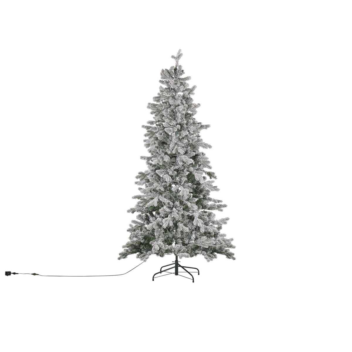 Ośnieżona sztuczna choinka ze światełkami 210 cm biała TATLOW