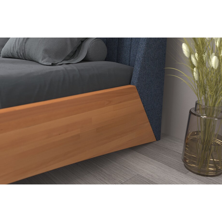 Łóżko lewitujące drewniane bukowe Visby ULF / 160x200 cm, kolor naturalny, zagłówek Solid 79