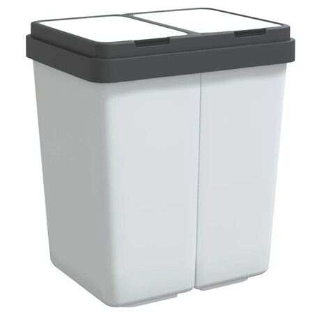 vidaXL Podwójny kosz na śmieci, biały, 2x25 L