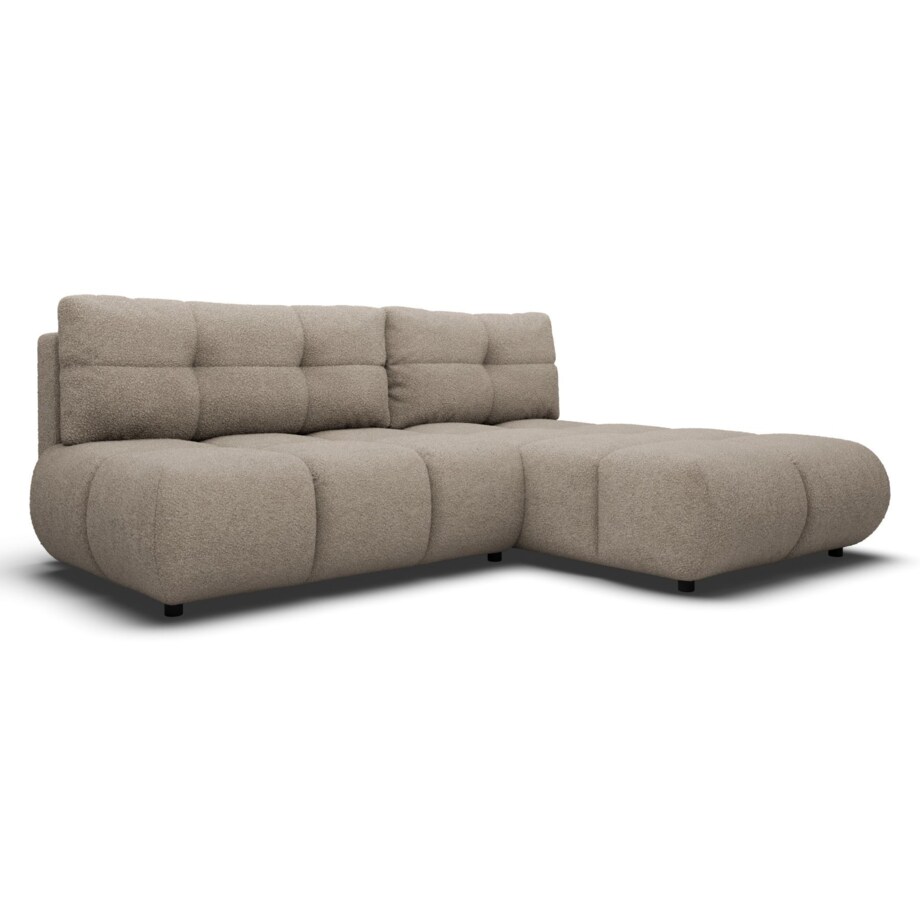 Pikowany Narożnik MILA rozkładany bez boczków prawy ciemnobeżowy