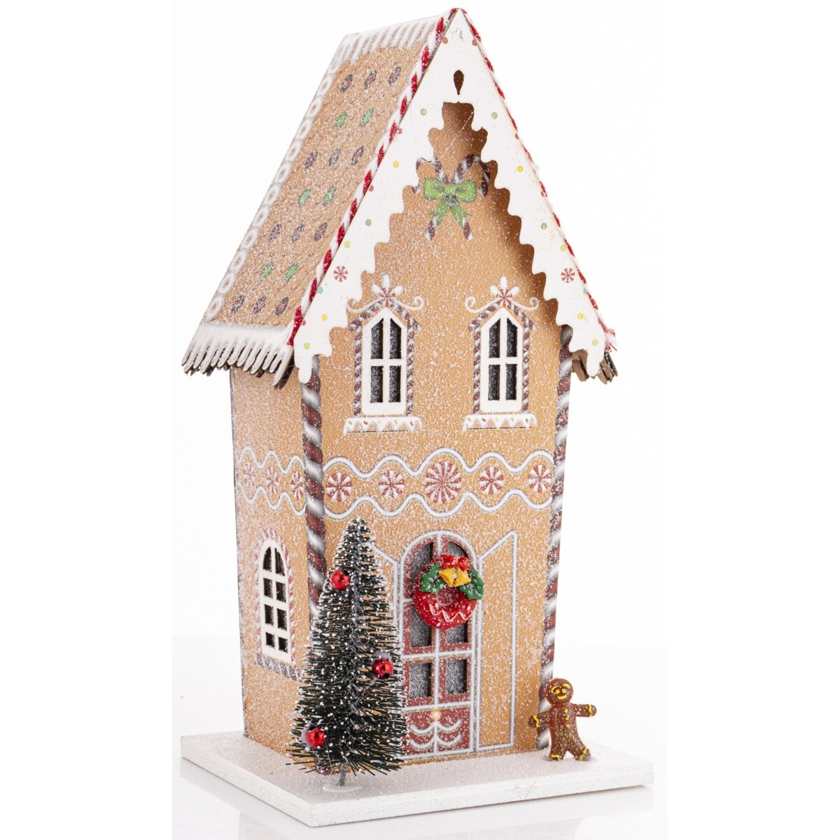 Domek LED świąteczny z choinką 22 cm