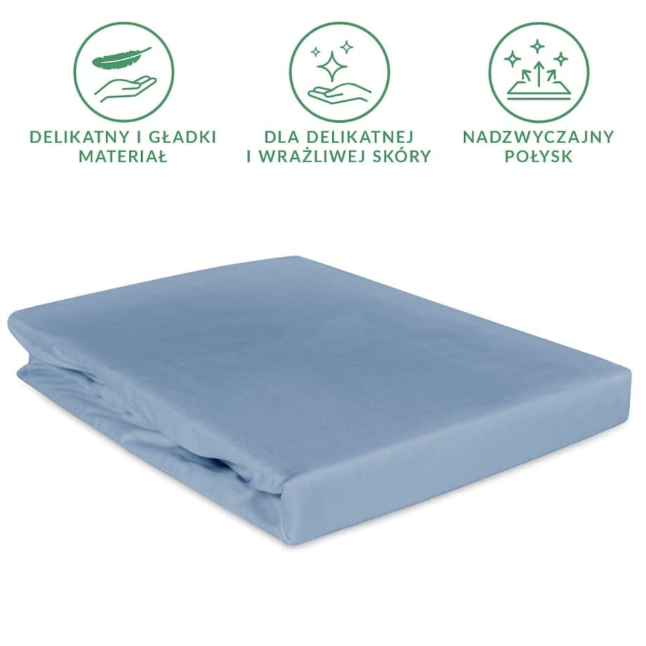 Prześcieradło satynowe z gumką 120x200 kolor Niebieski