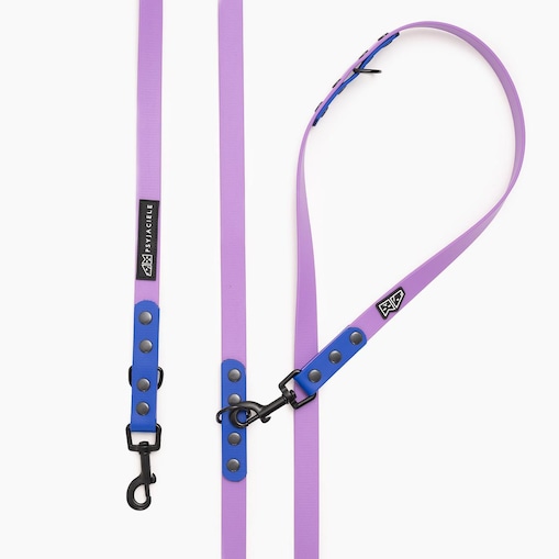 Smycz przepinana Biothane® dla psa lub kota "Lilac with Indygo" - Rozmiar: L, Szerokość taśmy: 19mm