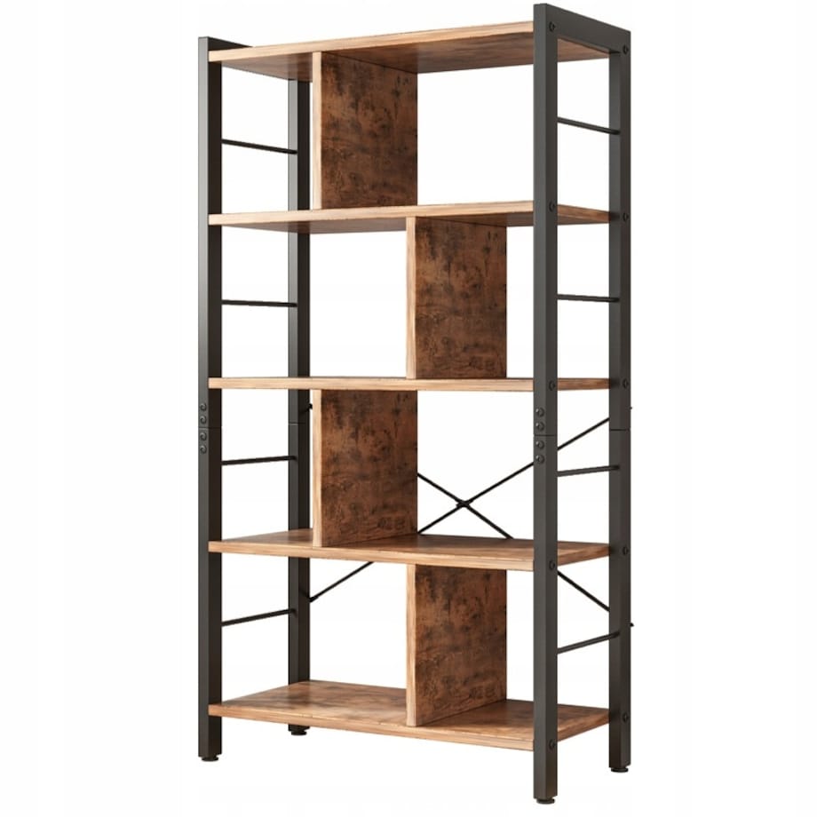 Regał szafka na książki kwiaty drabinkowy rustykalny brąz loft 154,5 cm