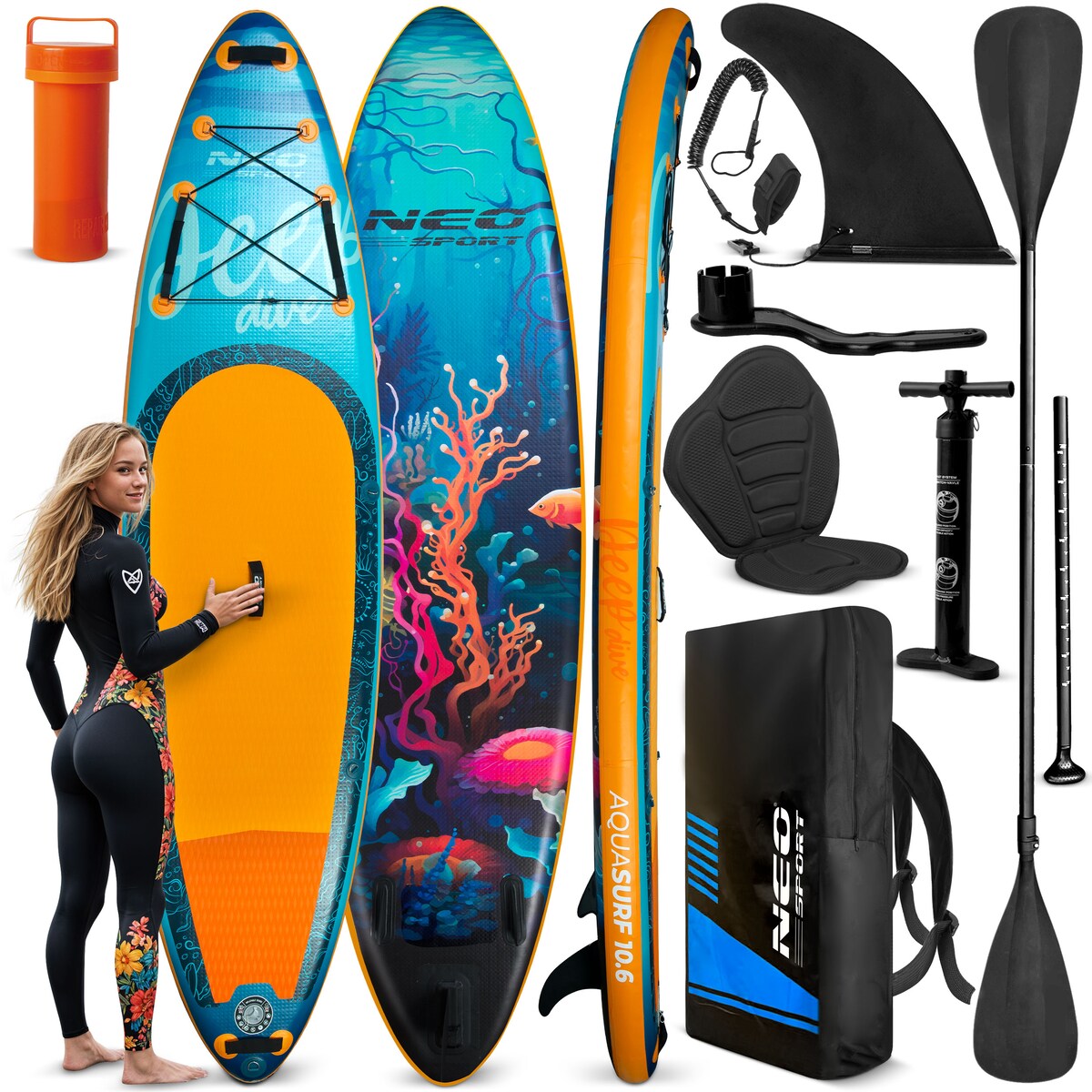 Deska SUP do pływania pompowana Paddle Aquasurf Neo-Sport 320cm ZESTAW