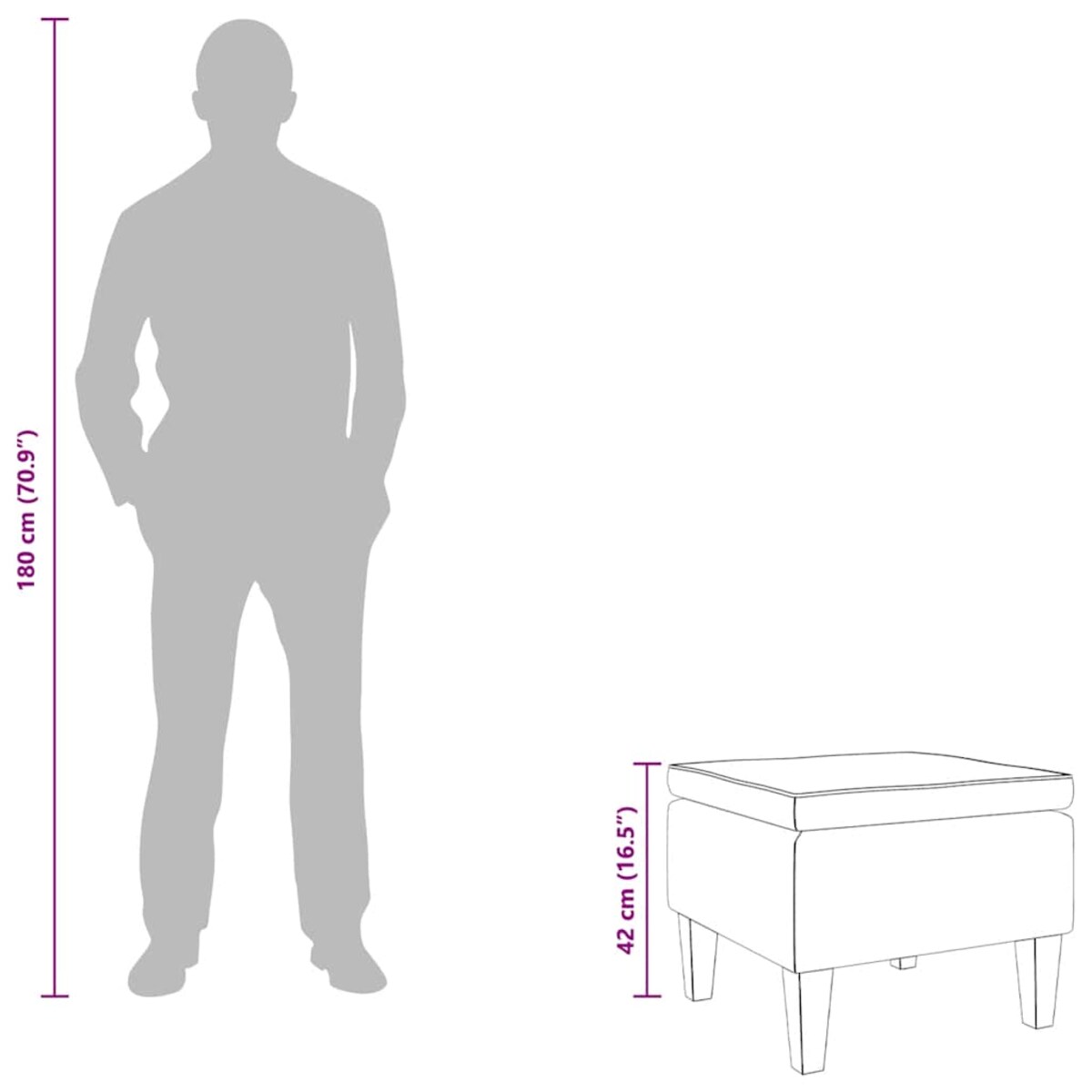 vidaXL Podnóżek z drewnianymi nóżkami, ciemnoszary, obity tkaniną