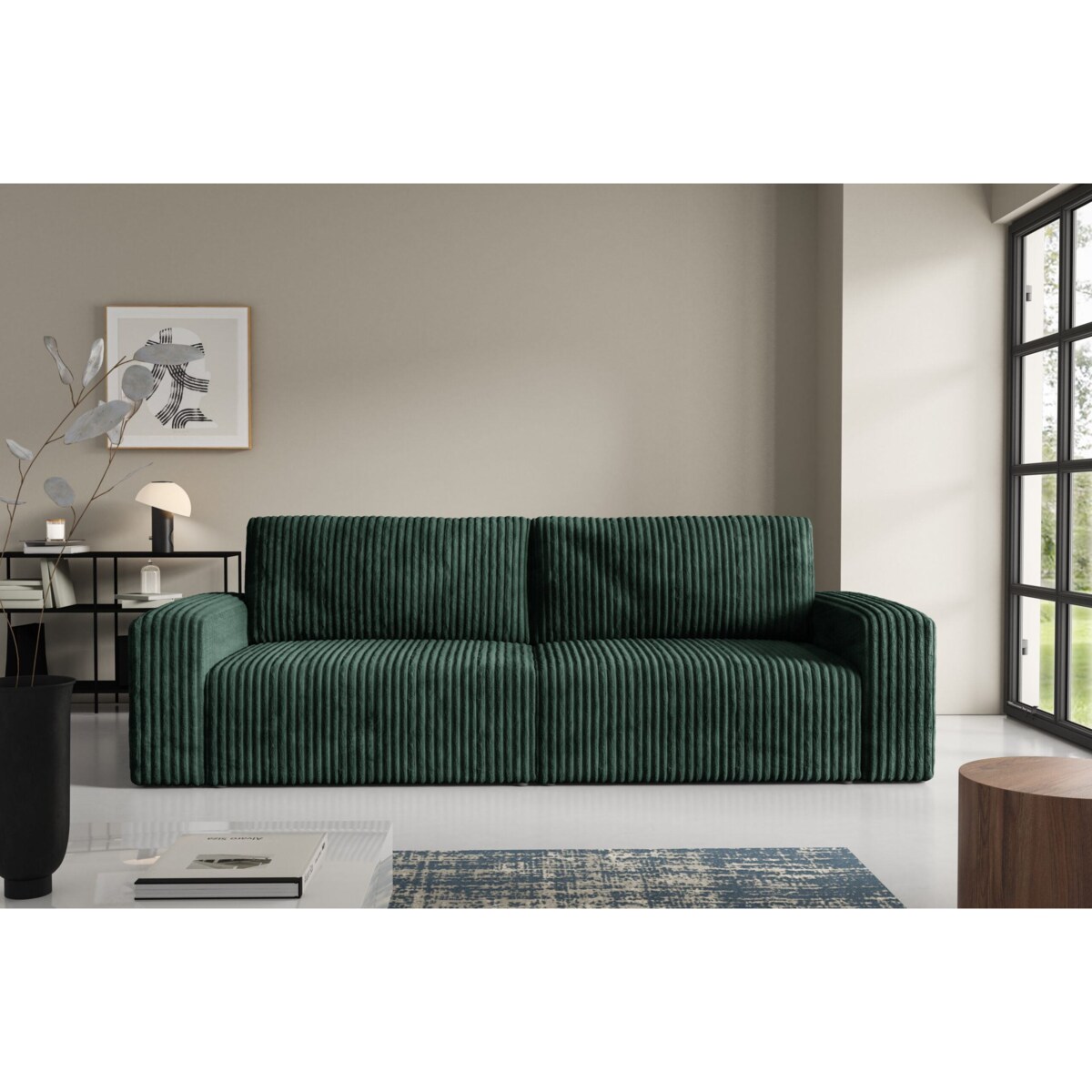 Sofa FANO z bokami funkcja spania sztruks Kolor: TILIA 39