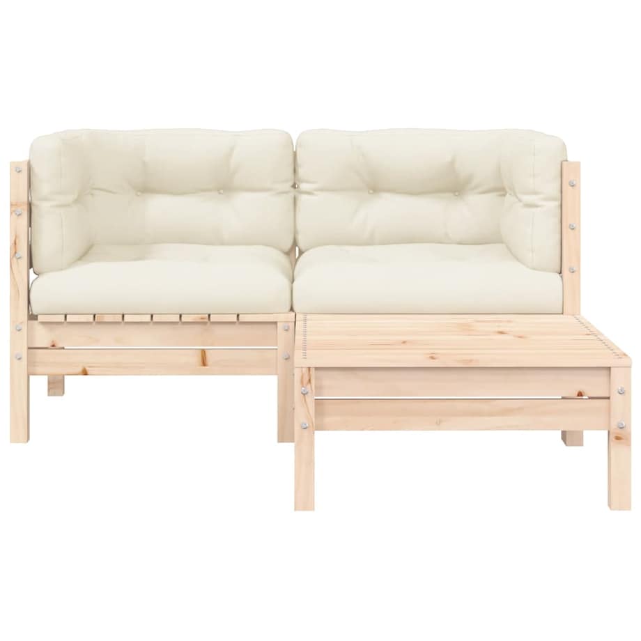 vidaXL 3-cz. zestaw wypoczynkowy z poduszkami, lita sosna