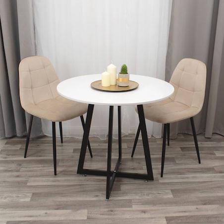 Stół okrągły 80 cm do salonu jadalni loftowy nowoczesny industrialny biały